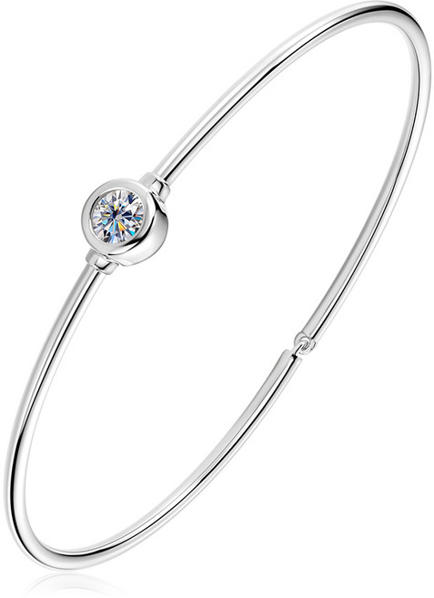 모이사나이트 팔찌 5부 GRA보증서 925 순은 14K도금 실버 뱅글팔찌 패션 여성 브레이슬릿 주얼리 생일선물