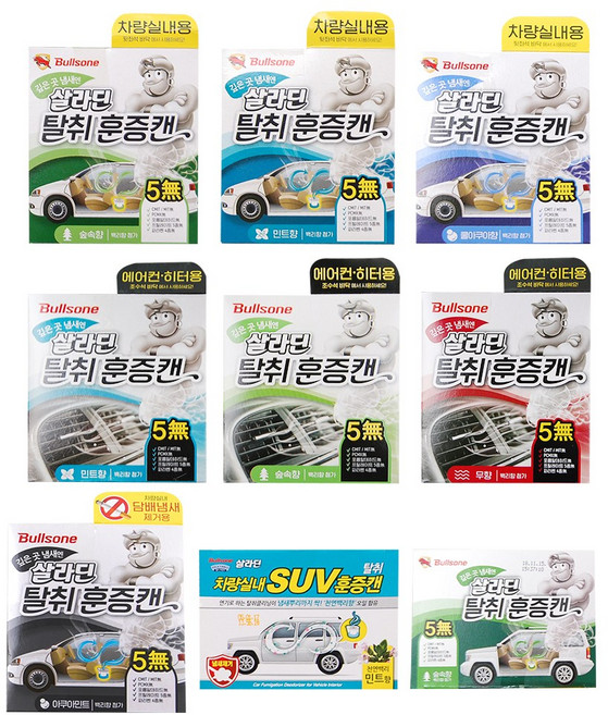 불스원 살라딘 차량실내용 에어컨 히터용 SUV차량 실내용 탈취 훈증캔, 선택08) SUV차량실내용 숲속향, 1개