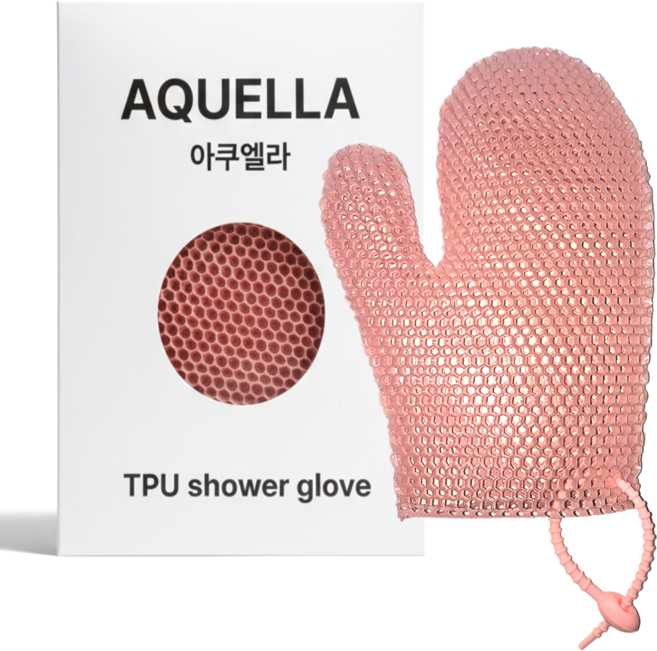 아쿠엘라 TPU 벌집 프리미엄 샤워 글러브 친환경 저자극 부드러운 각질관리 빠른건조 반영구사용 목욕타올, 1개, 1개입, 핑크