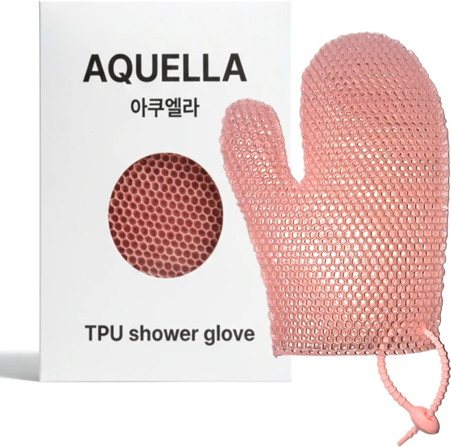 아쿠엘라 TPU 벌집 프리미엄 샤워 글러브 친환경 저자극 부드러운 각질관리 빠른건조 반영구사용 목욕타올, 1개, 1개입, 핑크 - 쿠팡
