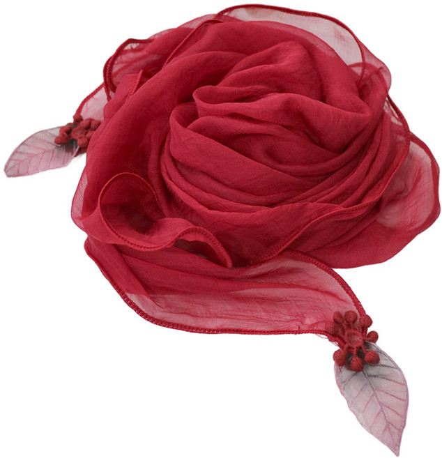 메리앤유 꽃잎 디테일 칼라풀 실키 쁘띠 스카프 국산