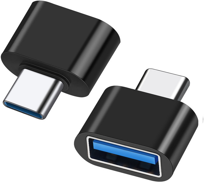 USB-C to USB 어댑터 USB Type-C to USB-A 어댑터 맥북 프로 삼성 갤럭시 Type-C 스마트폰 태블릿 호환형 블랙, 2개, 단일 제품
