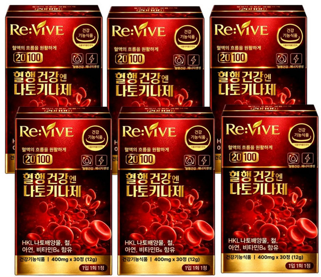 혈행개선 나토키나제 낫토키나제 신장에좋은음식, 6개, 30정