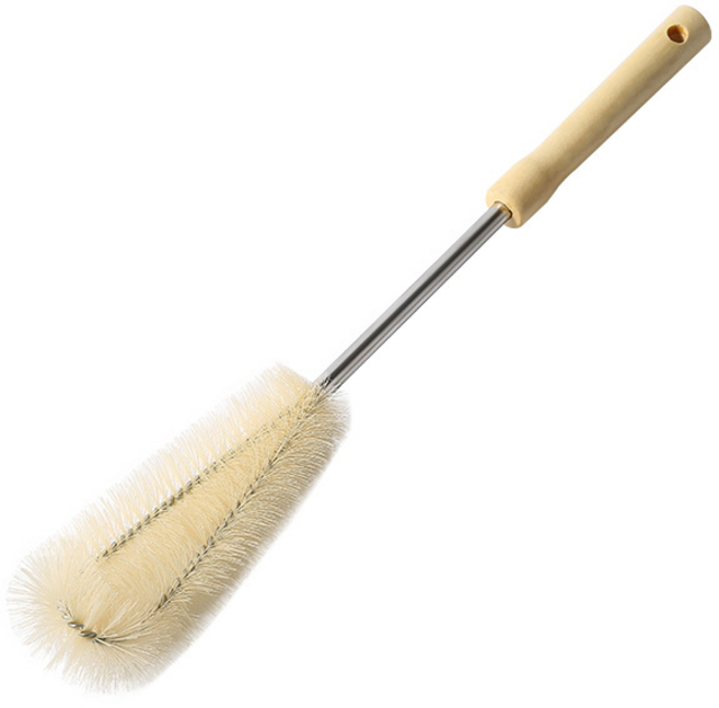 木柄杯刷 清潔刷 奶瓶清潔刷 水壺刷 軟毛刷 L型杯刷 尼龍, 1個, 木柄杯刷- 加長款40cm