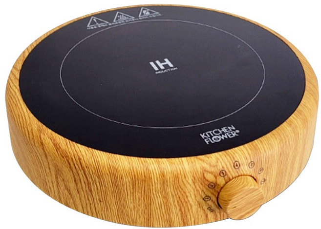 [홈쇼핑정품] 키친플라워 IH 1구 우드 원형 인덕션 KF-1021D+ 후라이팬 2000W 전기스토브 전기레인지, KF-1021D, 프리스탠딩