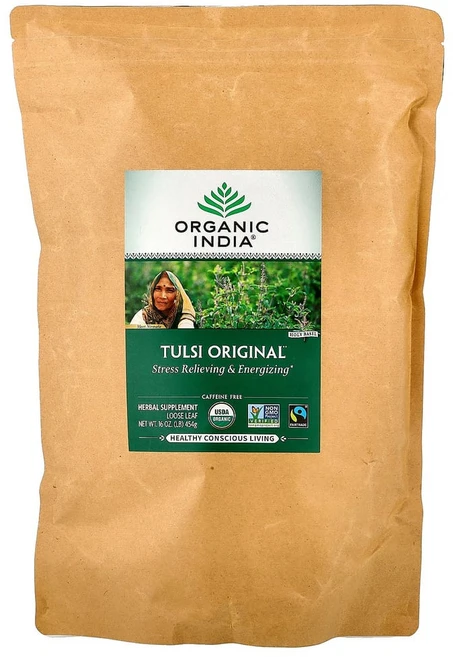 Organic India 툴시 잎차 오리지널 무카페인 454g(16oz) 1팩 - 쿠팡