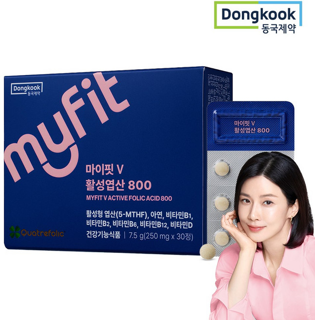 동국제약 마이핏 이보영 임산부 특허 활성형 엽산 800 이노시톨 영양제, 1팩, 30정