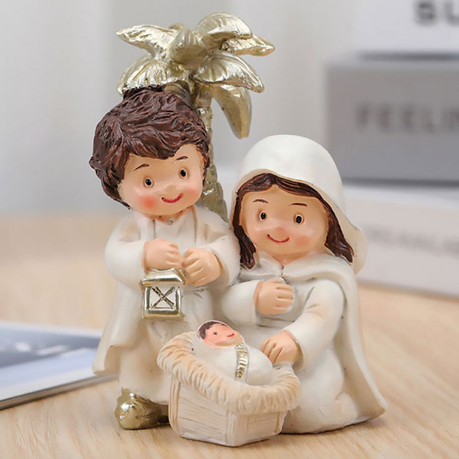 성가정상 아기 예수님상 카톨릭 천주교 성물 첫 영성체 선물 성모마리아 소품 성상, 성가정상 화이트+트리