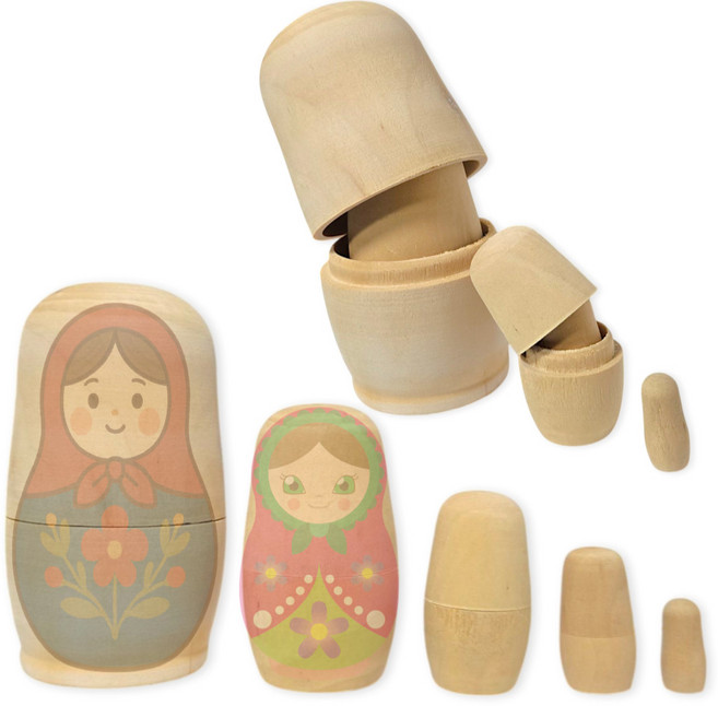 아이몽 5p 1세트 러시아인형 마트로시카 목각인형 전통인형 공예재료 만들기 꾸미기 수업재료, 1개