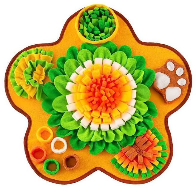 오브펫 강아지 노즈워크 장난감 플라워 담요 매트, 1개, 혼합색상