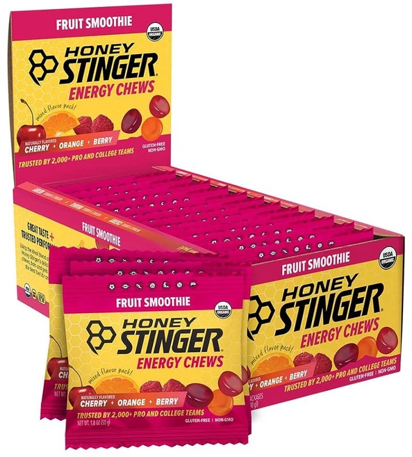 허니스팅거 에너지 츄 프루트 스무디 체리 오렌지 베리 맛 블렌드 50g x 12개입, Honey Stinger 유기농 에너지 젤리, 과일 스 - 쿠팡