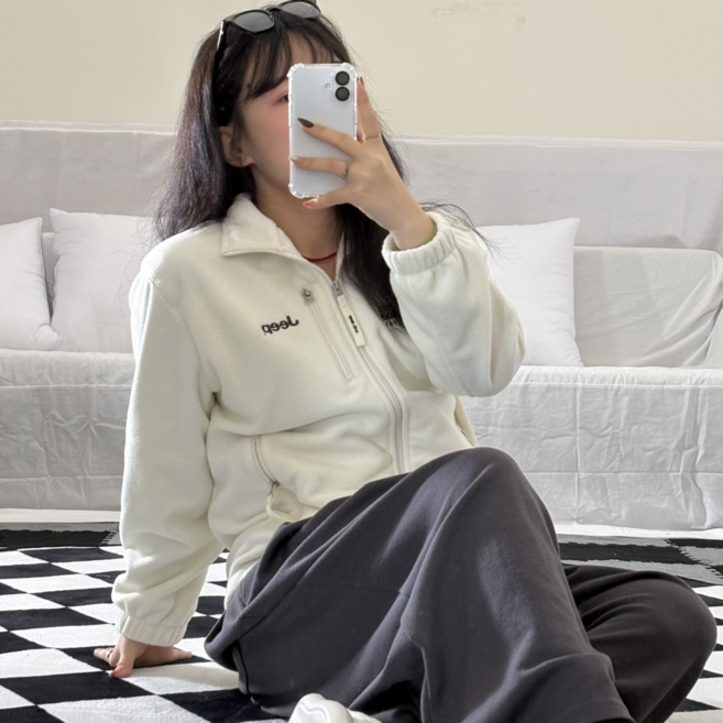 지프 (JEEP) 플리스 후리스 집업 레트로 마운틴 뽀글이 기모 양털 자켓 남여공용