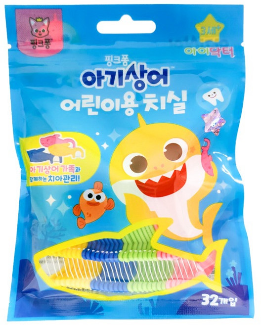 핑크퐁 유아 어린이 일회용 치실, 2개, 32개입