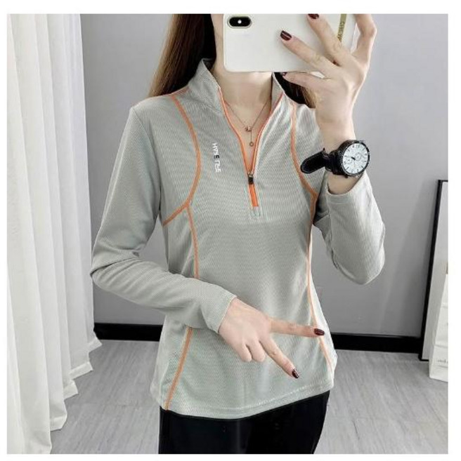 運動上衣女 吸濕排汗 透氣速乾 輕薄寬鬆 跑步 高彈性 排汗衣 時尚簡約 半拉鏈立領 運動服 女生 夏天健身衣 戶外防曬 休閒上衣