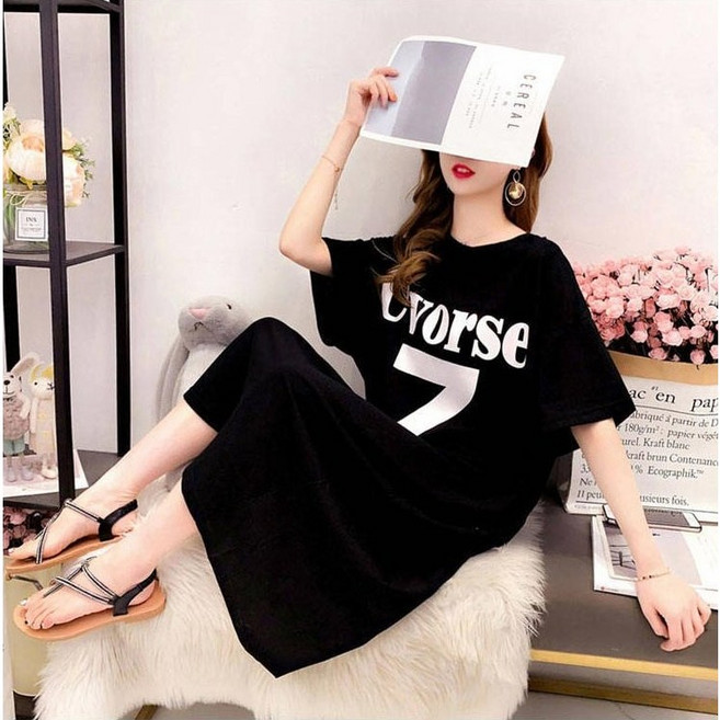 루즈핏 반팔 롱 원피스