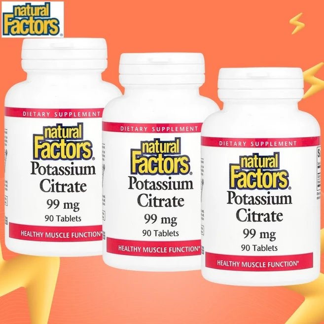 네추럴팩터스 칼륨 칼륨제 포타슘 시트레이트 구연산 칼륨 99mg 90정 3개 - 쿠팡