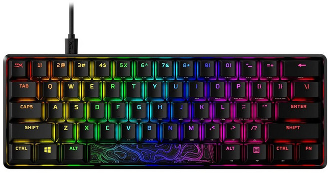 HYPERX Alloy Origins 60 機械式電競有線鍵盤, 製造商軸, 火軸, 黑色