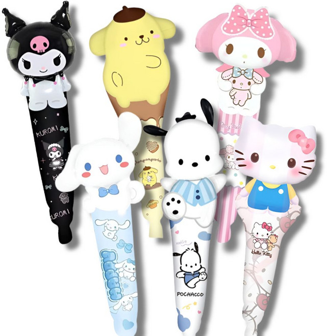 루미팝 산리오 스틱 미니 풍선 은박 호일, 1세트, 혼합6종