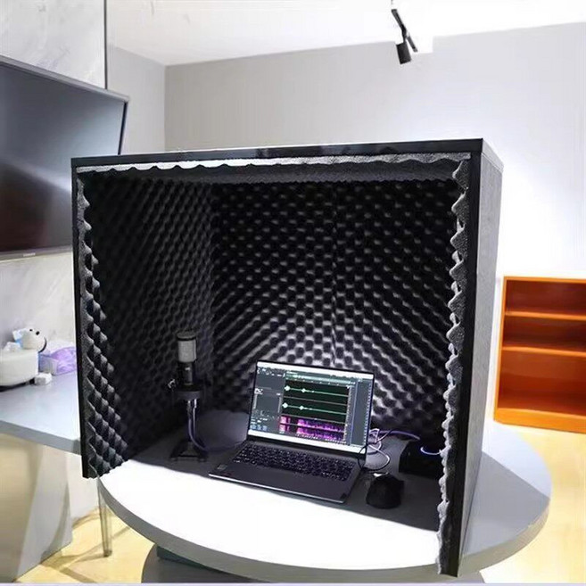 1인 방음부스 녹음 홈레코딩 내부 방음실 방음재 조립식, 업그레이드 그레이 블랙 60x60x60cm