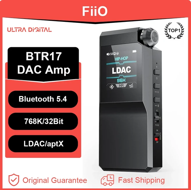 기존 FiiO BTR17 헤드폰 앰프 Bluetooth 5.4 수신기 LDAC/aptX 무손실 지원 고해상도 휴대용 DAC 768K/32Bi, 02 BTR17 Black