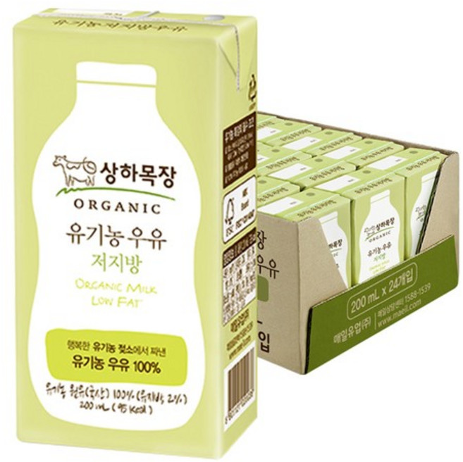 [매일] 상하목장 유기농 저지방우유 200ml 48팩, 없음