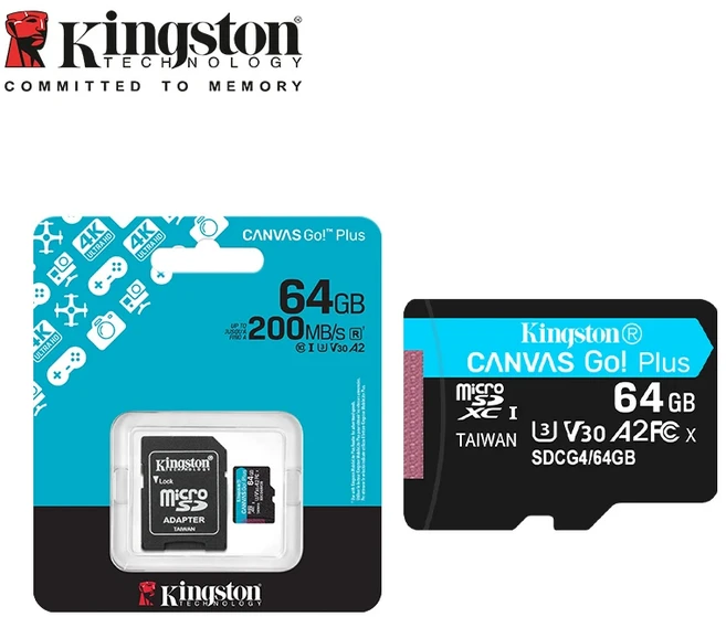 Kingston Canvas Go Plus 마이크로 SD 카드 64GB 128GB 256GB 메모리 V30 U3 플래시 최대 170 메가바이트/, 02 200M 64GB