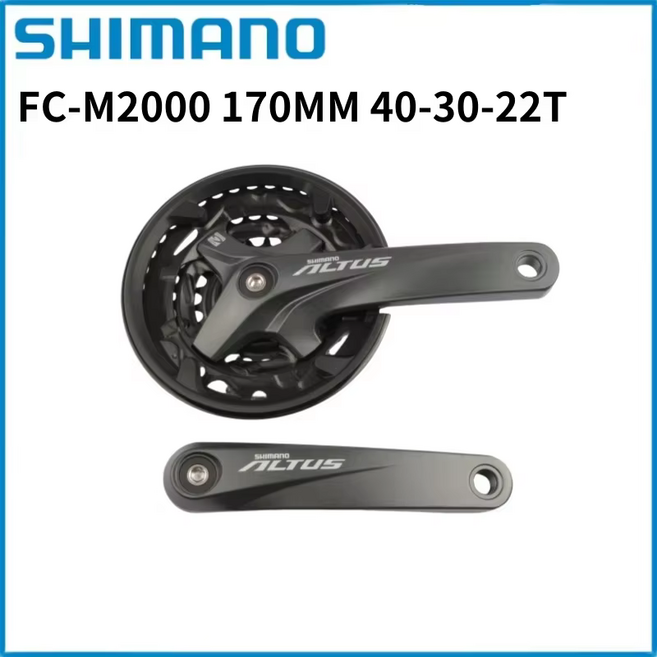 Shimano ALTUS M2000 자전거 크랭크 셋 170mm 40/30/22T 삼중 체인 링 산악 MTB 사이클링 블랙, 01 no bb
