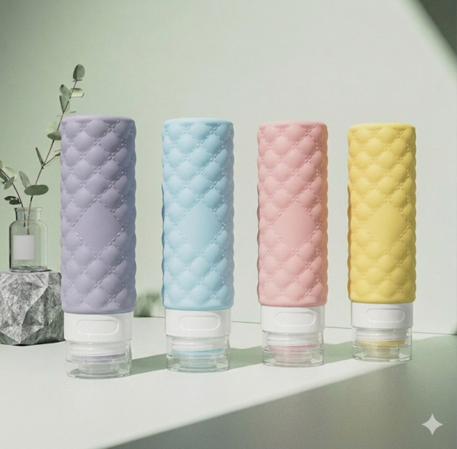 프리미엄 여행용 실리콘 공병 90ml x 4개, 1세트, 혼합색상