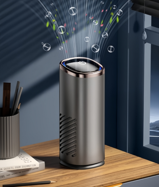 WoWo 차량용 미니 휴대용 저소음 실내공기청정기, 은색, 공기 정화-WYF