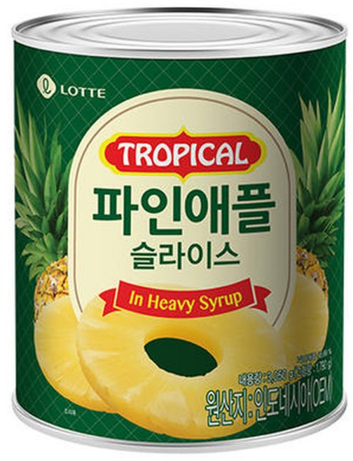 롯데푸드 파인애플 슬라이스 836gX12개 1BOX 화채 과일샐러드 열대 팥빙수, 836g, 12개