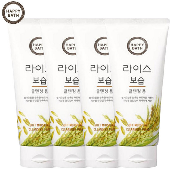 해피바스 라이스 보습 클렌징폼 200ml, 200g, 4개