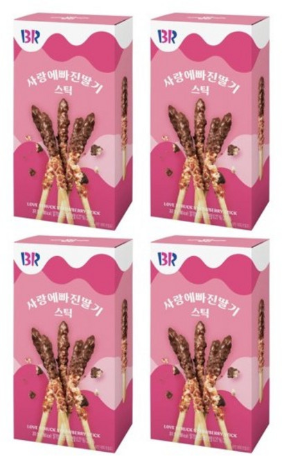 배스킨라빈스 BR 사랑에 빠진 딸기 스틱 빼빼로, 36g, 4개