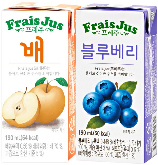 일화 프레주 팩음료 배+블루베리, 48개, 190ml