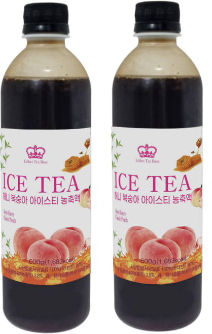릴리벳 복숭아 아이스티 베이스 600g 2병, 2개