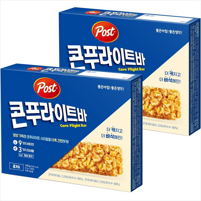 동서 포스트 콘푸라이트 밀크바, 140g, 2개