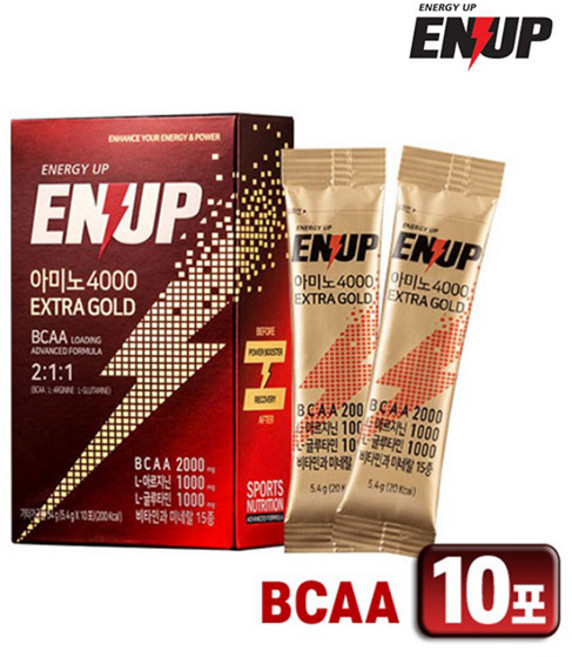 엔업 아미노4000 엑스트라 골드 BCAA 에너지보충제 복합아미노산, 54g, 1개