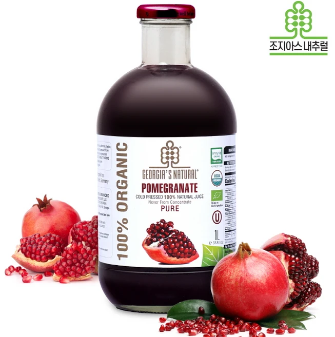 조지아스내추럴 유기농 NFC 석류주스 석류즙 1 000ml, 1개, 1L - 쿠팡