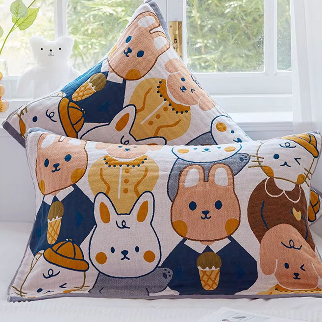 宣妮家居 純棉枕巾 可愛兔子圖案 鬆緊帶設計