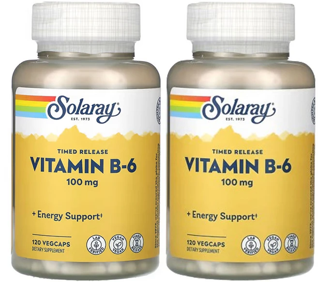 쏠라레이 비타민B6 100mg 120 베지캡슐, 캡슐, 성인남녀공용, 120정, 2개 - 쿠팡