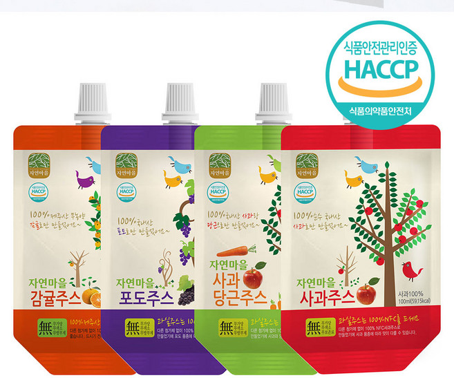 (자연마을) 자연마을 4종 혼합 주스 (사과+포도+감귤+사과당근}, 40개, 100ml