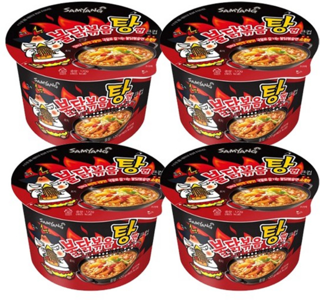 삼양 불닭볶음탕면 큰컵 120g, 4개