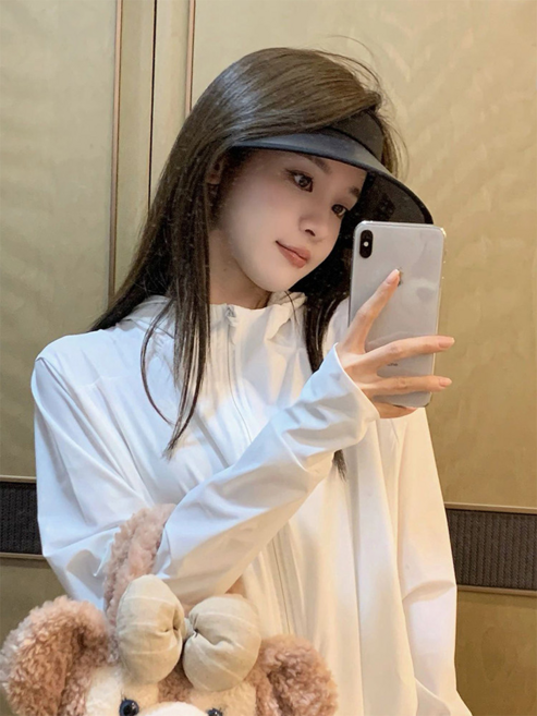 白色冰絲防曬衣女款夏季薄外套上衣開衫, M 建議95-105斤, 白色