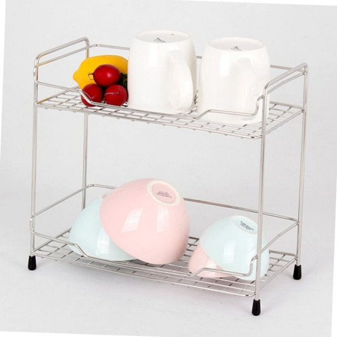 2단 스텐 미니 식기건조대 소형 주방 싱크대 그릇 컵 수납 정리 선반 테이블