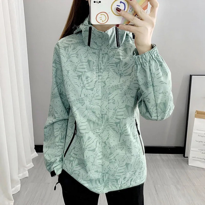 秋冬楓葉迷彩薄款可拆帽防風外套 騎車登山衝鋒衣