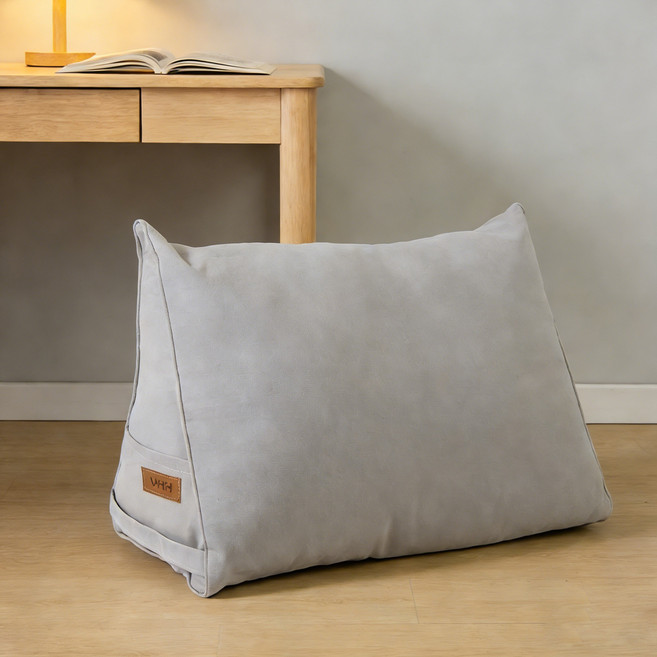 WHH 편안하고 부드러운 캔버스 삼각 등받이 쿠션 손잡이 포함, 라이트그레이