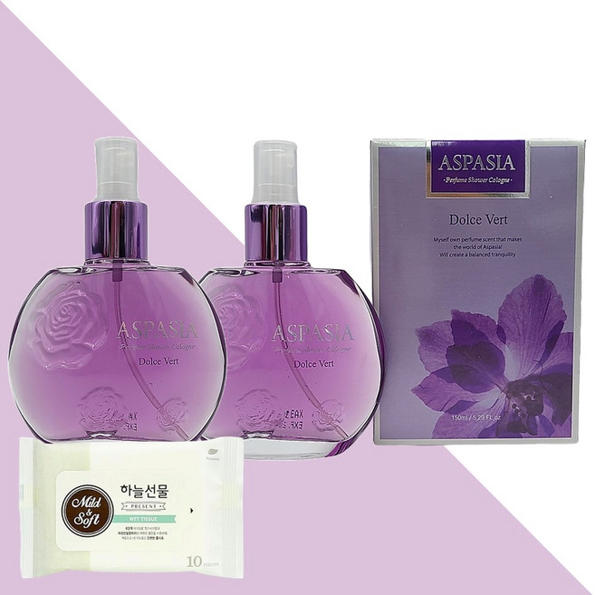 아스파시아 퍼퓸 샤워코롱 돌체베르 150ml 2개(+하늘선물 물티슈 10매), 2개