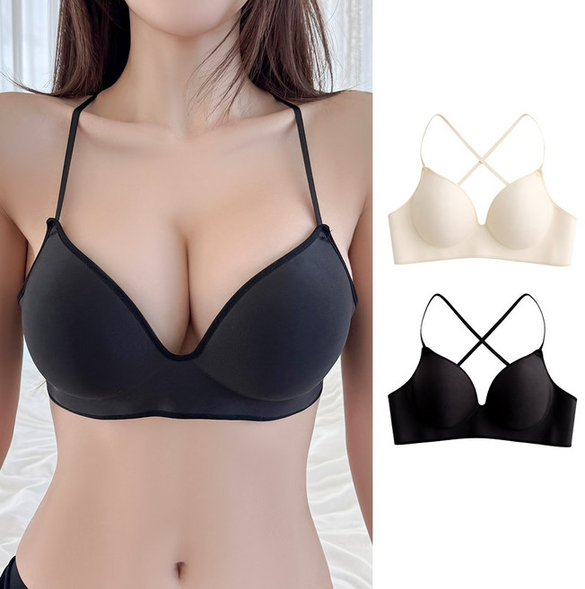 슬로우달링 딥볼륨 6cm 왕뽕 노와이어 심리스 브라 여성 속옷