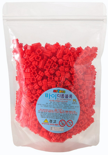 [MYTOYS] 마이 디폼블럭 1000pcs 대용량 리필팩 43종 선택_도안집 증정, #25. 1000개 빨강색, 1개