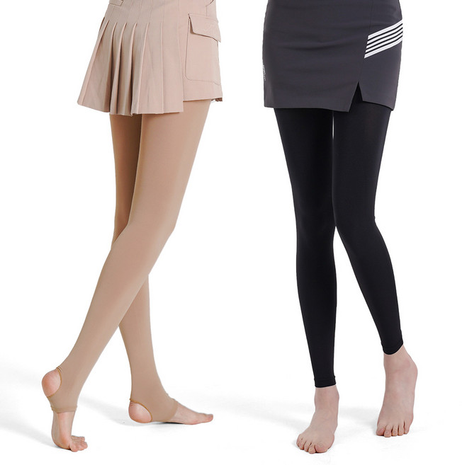 엔조이핏 기모 여성 골프스타킹 300D 2매입 가을 겨울 보정 UV 자외선차단, 2개, 스킨