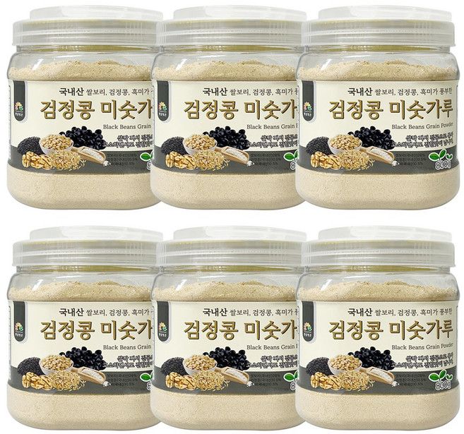 오양식품 검정콩 미숫가루 선식 통, 6개, 800g